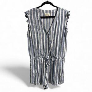 Cloth & Stone Blue & White Striped Romper- Size Medium